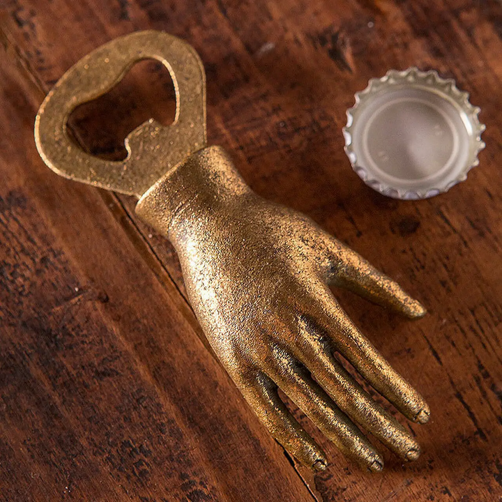 Iron Hand Bottle Opener with Gold Leafing